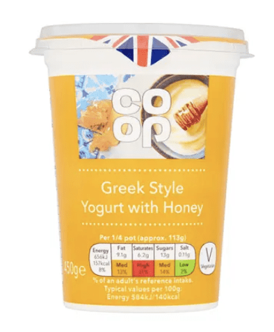 Co-op Greek Style Yogurt with Honey 450g
