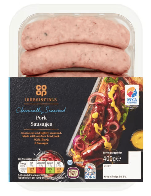 Co-op Irresistible Classically Seasoned 6 Pork Sausages 400g