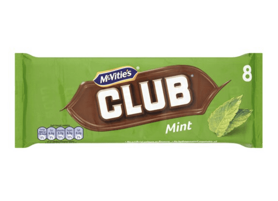 Mcvitie's Club Mint Chocolate Biscuit 8 Pack 176G