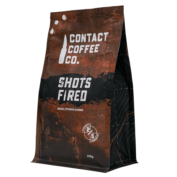 Contact Coffee Co Shots Fired - 250g Ground Military Coffee Pouch