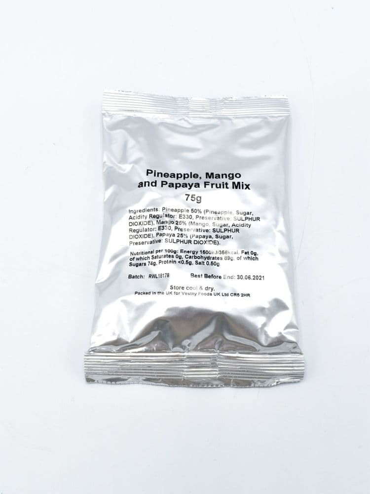 British Army Ration Pack Meal Pouch - Pineapple, Mango and Papaya Fruit Mix