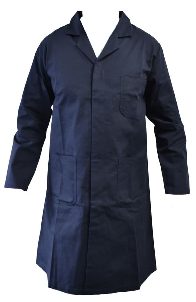 British Military Surplus Men's Long Coat Overall Jacket - Navy Blue