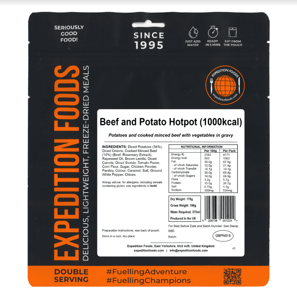 Expedition Foods Freeze Dried Meal Pouch - Beef And Potato Hotpot - Various Sizes
