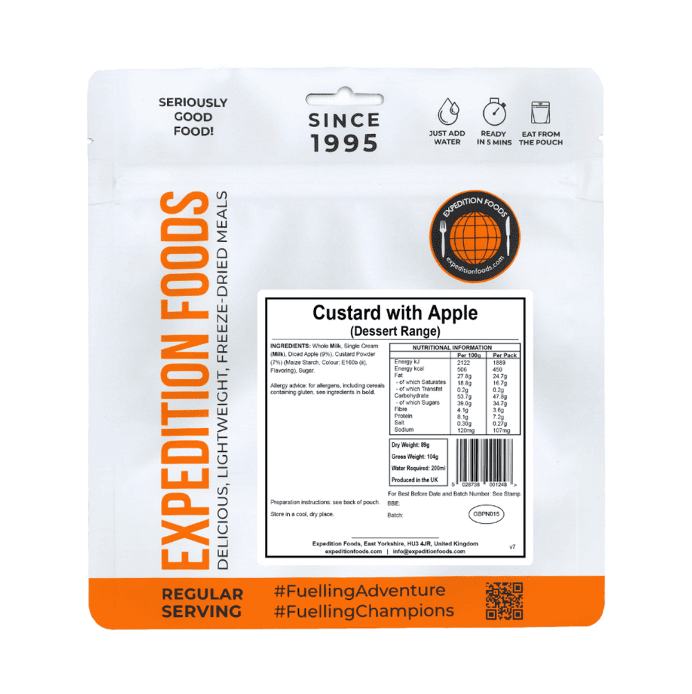 Expedition Foods Freeze Dried Meal Pouch - Custard With Apple Dessert