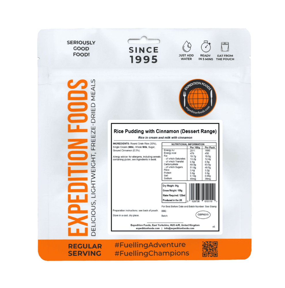 Expedition Foods Freeze Dried Meal Pouch - Rice Pudding With Cinnamon Dessert