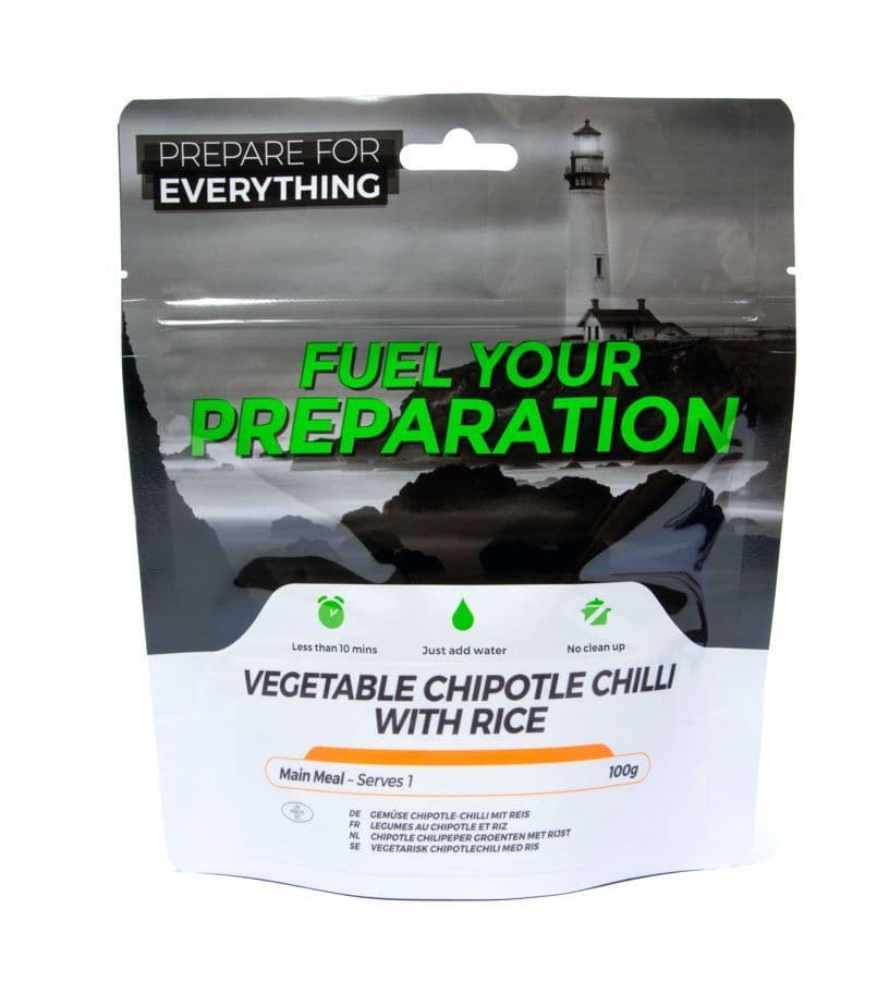 Fuel Your Preparation Freeze Dried Food Ration Meal Pouch - Vegetable Chilli With Rice