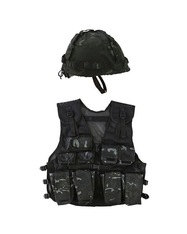 Kombat UK Kids Assault Vest & Helmet Set - BTP Black