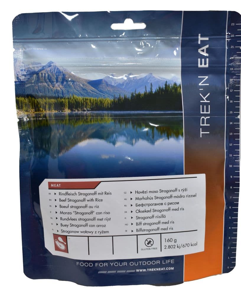 Trek'N Eat Freeze Dried Food Ration Meal Pouch - Beef Stroganoff With Rice