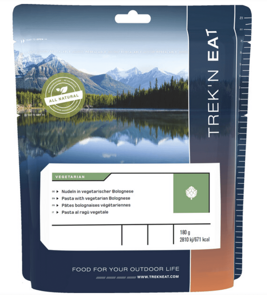 Trek'N Eat Freeze Dried Food Ration Meal Pouch - Pasta With Vegetarian Bolognese