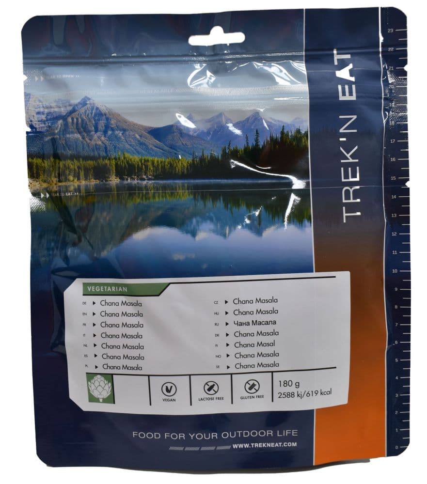 Trek'N Eat Freeze Dried Food Ration Meal Pouch - Vegan Chana Masala Chickpea Curry With Rice